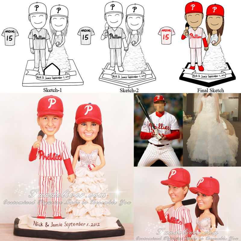 Philadelphia Phillies Baseball Wedding Cake Toppers